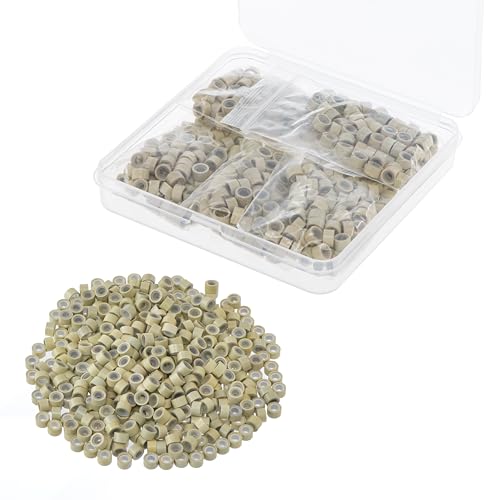 Blonde Silicone Lined Micro Link Beads 5mm Hair Extensions 500pcs