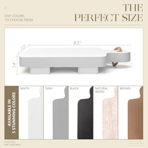EOSAHR Wooden Pedestal Stand & Riser, White Farmhouse Kitchen Counter Tray