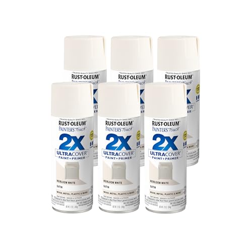 Rust-Oleum Painter's Touch 2X Spray Paint, Satin Heirloom White, 6 Pack