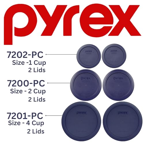 Pyrex 6 Piece Blue Food Storage Lid Set - Made in USA