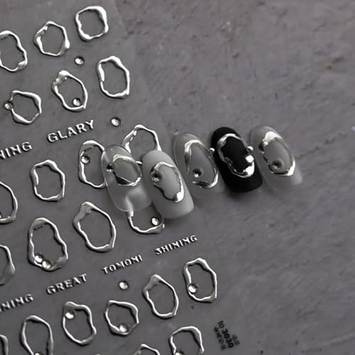 Dulyork 5D Embossed Gold & Silver Nail Stickers with Rhinestone Designs