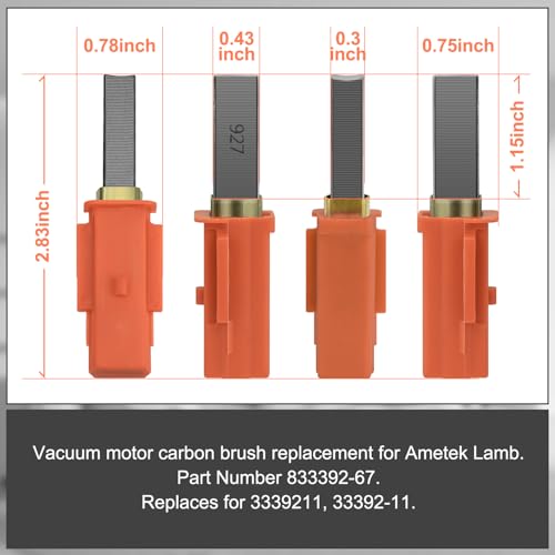 Vacuum Motor Carbon Brushes for Ametek Lamb 833392-67 Replacement, 2-Pack
