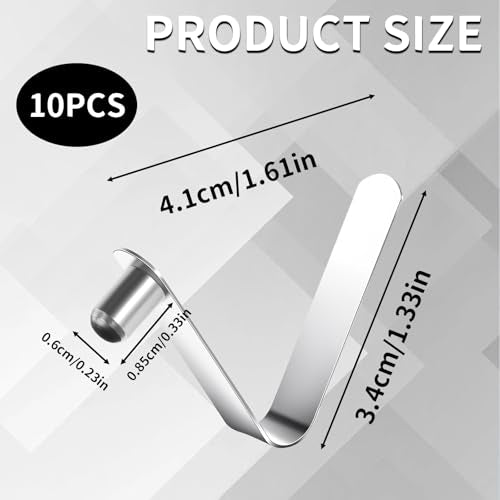 10PCS Stainless Steel Push Pin Clip, Kayak Tent Pole/Paddle Spring Snap/Tent Pole Clips, Tent Pole Push Button Spring Clips for Camping Kayak Paddle Tent Pole, Tube Locking Pin Clips, 8 mm