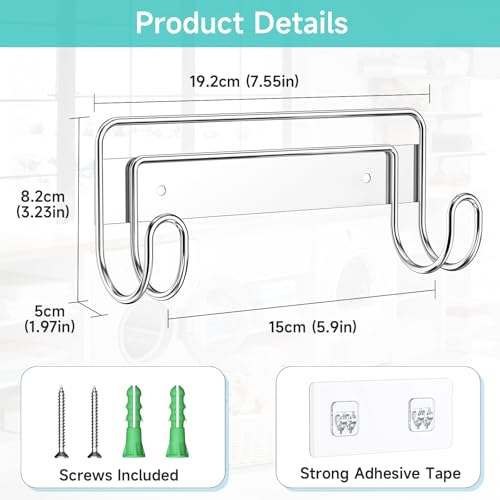 LOXSUN Stainless Steel Ironing Board Hanger - Wall Mount for T & Y Leg