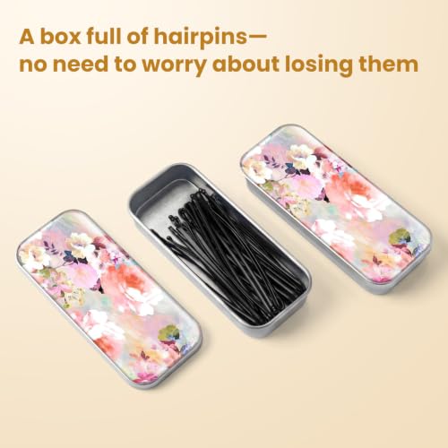 Dacovi Curved Black Bobby Pins with Storage Box - 30 Pieces, 2.3 Inch