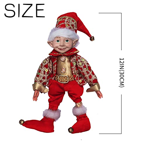 Handmade Bendable Elf Ornament - 12.5 Inch Christmas Tree Decoration, Festive Holiday Decor
