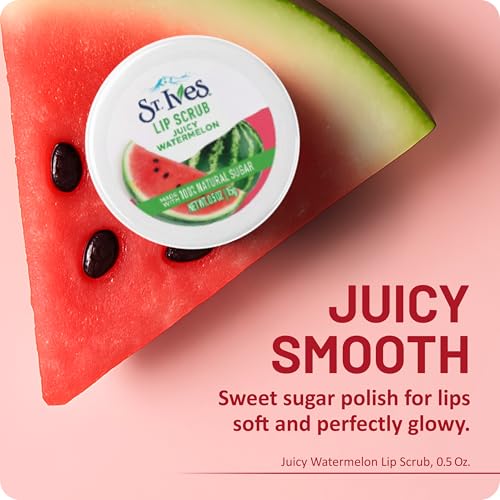 St. Ives Watermelon Lip Scrub, 100% Natural Sugar Exfoliator, 0.5 oz