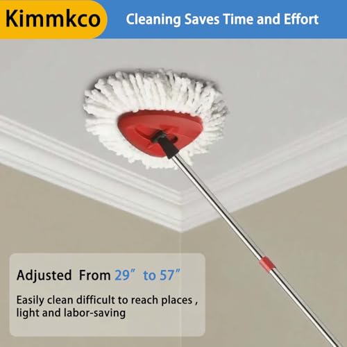 Kimmkco Stainless Steel Spin Mop Handle Replacement 4-Section Adjustable 30-58 inch for Ocedar EasyWring & RinseClean Systems