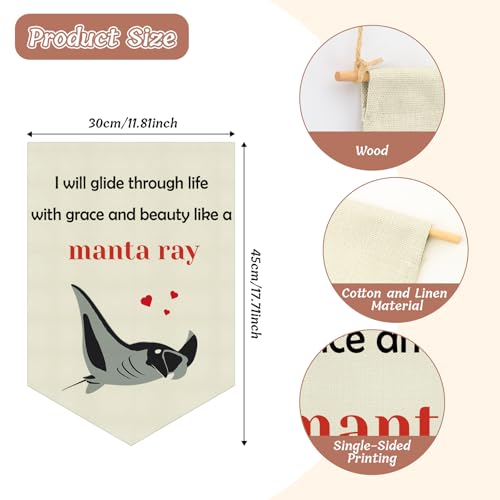 Ocean Animal Wall Banner Linen Hanging Flag for Kids Room and Playroom Decor