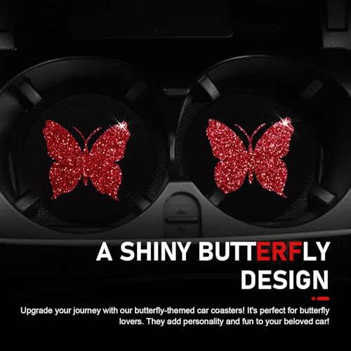 2 PCS Butterfly Car Coasters - Anti-Slip Rubber Beverage Mats