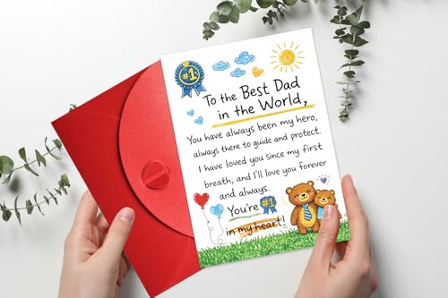 Best Dad Father's Day Card with Envelope - 5x7 Keepsake