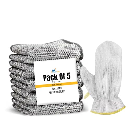 Mercobay Multipurpose Non-Scratch Wire Dishwashing Rags - 5pcs