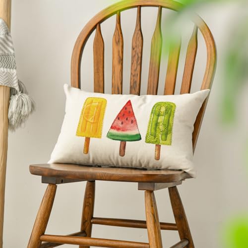 AVOIN Colorlife Summer Fruit Popsicle Pillow Cover 12x20