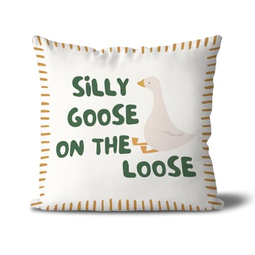 Silly Goose Throw Pillow Cover for Kids - Motivational Nursery Decor