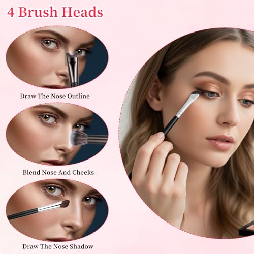 Matwsec Dual-Ended Nose Contour Brush Set, 3PCS Angled Makeup Brushes