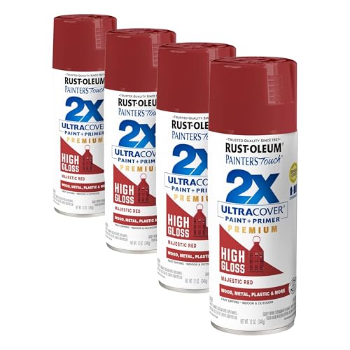 Rust-Oleum Painter's Touch 2X Ultra Cover Spray Paint, High Gloss Majestic Red, 12 oz (4-Pack)