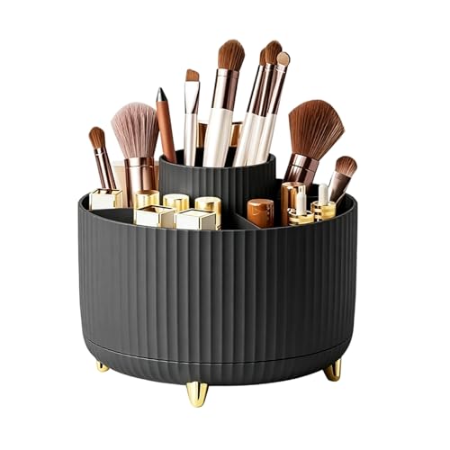 360° Rotating Makeup Brush Holder Organizer - Black