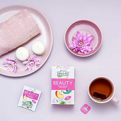 Ahmad Tea Beauty Herbal Tea - Peach & Aloe Vera Blend, 20 Tea Bags