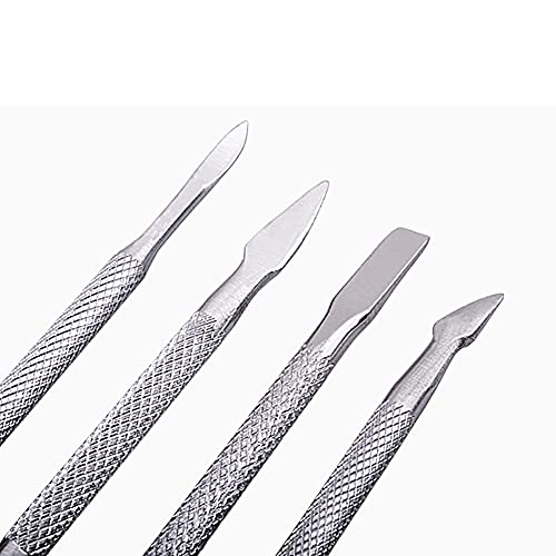 Dual Ended Stainless Steel Cuticle Pusher and Nail Cleaner 4-Pack