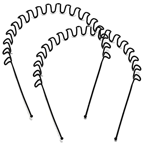 Cosletic Black Metal Wavy Hair Band Flexible Zig Zag Hair Hoop 2-Pack