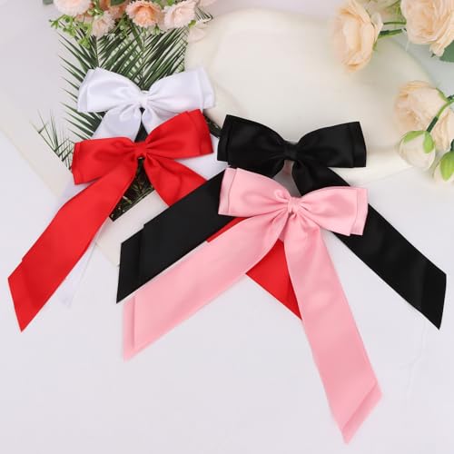 Hotalisona Satin Hair Bows for Women and Girls 4-Piece Clip Set