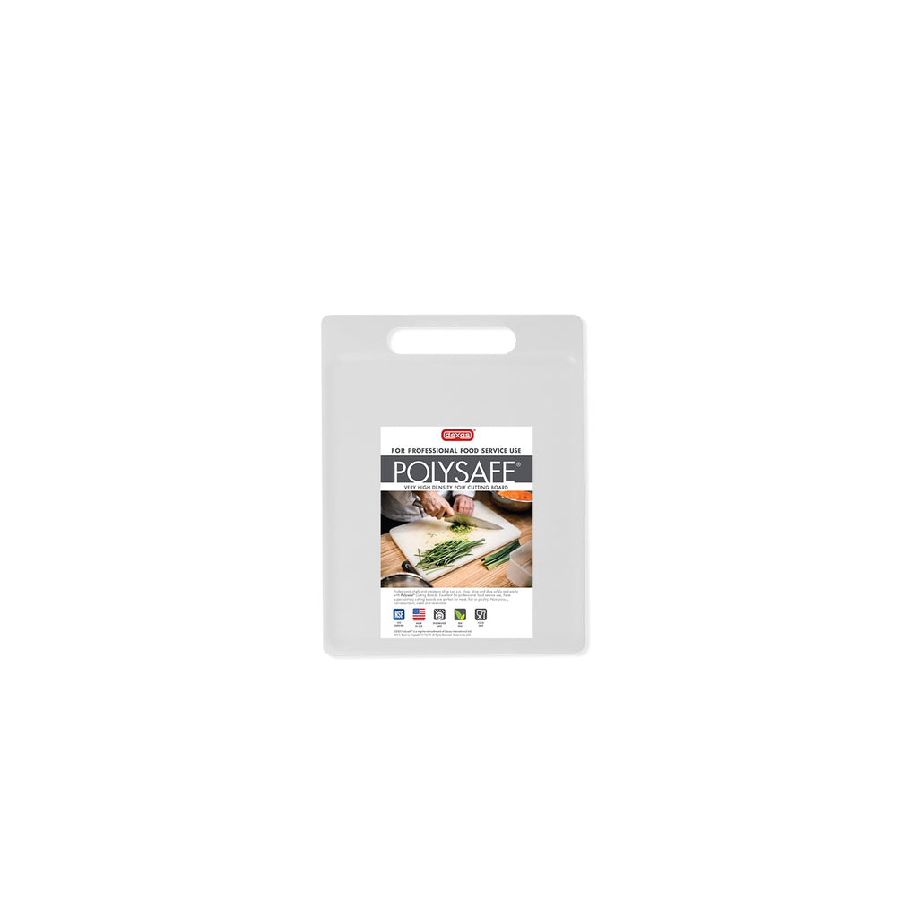 Dexas NSF Certified Polysafe Cutting Board with Handle, 6.25 x 8.5 Inches, Reversible Kitchen Cutting Board, White