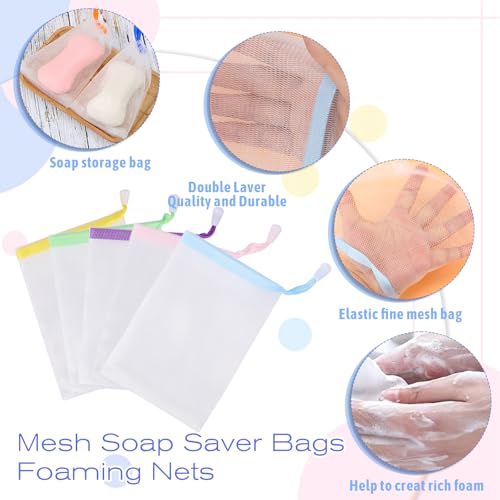 Styquenzer 10 Pack Exfoliating Mesh Soap Pouches - Soft Soap Saver Bags with Drawstring for Bath and Shower