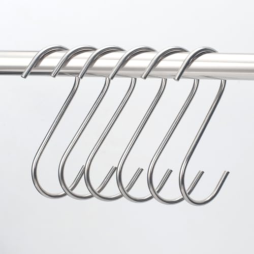 YANGQIHOME Stainless Steel S-Shaped Hooks - 6 Pack for Towels, Coats, and Kitchen Items