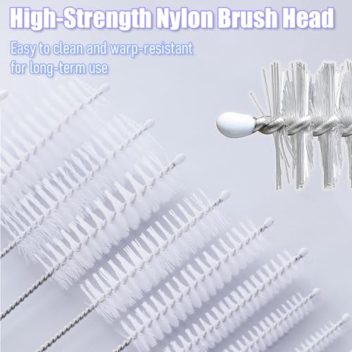 Bestac Straw Cleaner Brushes Set - 10 Multi-Size with Nylon Bristles & Stainless Steel Handle