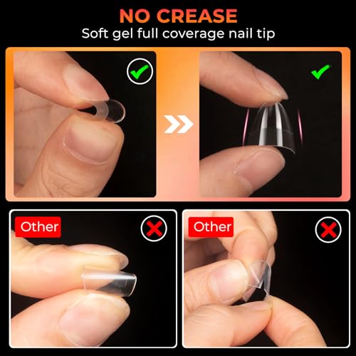 Ranrose Short Almond Nail Tips 240 Pcs Half Matte Half Cover False Nails