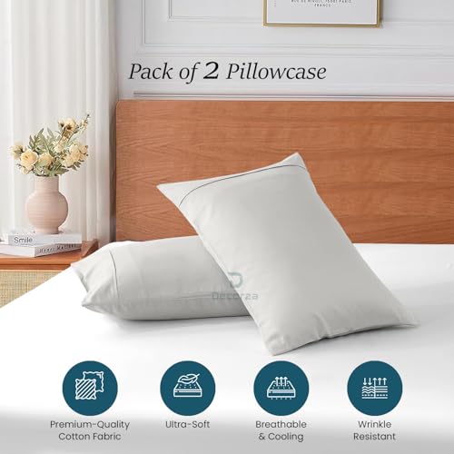 100% Organic Cotton Standard Pillowcases – Set of 2, 1000 TC Sateen, Silver