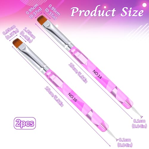 Larrel Double Ended Nail Art Brush and Dotting Tool Set - 2 Pcs Purple