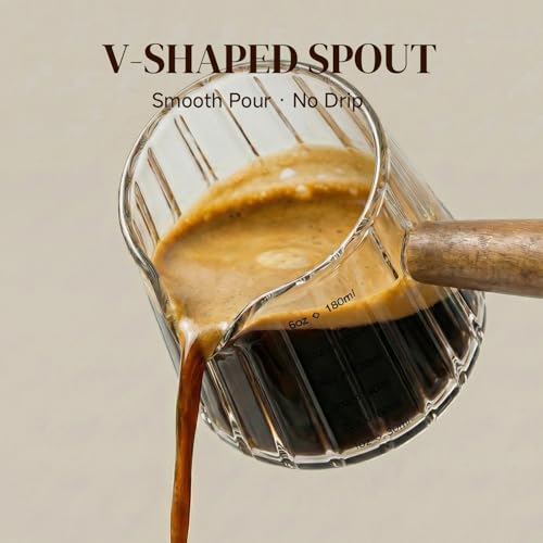 6oz Glass Espresso Measuring Cup with Handle and Drip-Free Spout