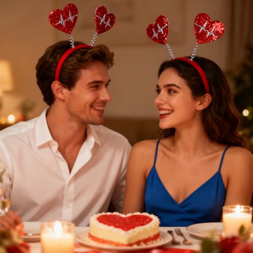 Red Heart Headband for Valentine's Day Bouncy Spring Hair Accessory