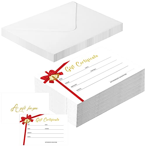 50 Christmas Gift Certificate Sets with Matching Envelopes - Double Sided Holiday Cards