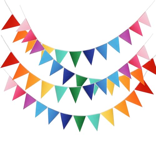 Colorful Rainbow Pennant Banner - 48Pcs with 4 Strings