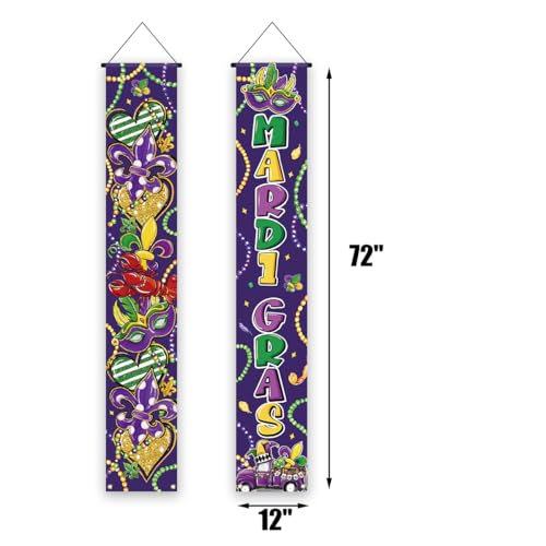 Mardi Gras Welcome Banner - 12x71 inch Fat Tuesday Decor