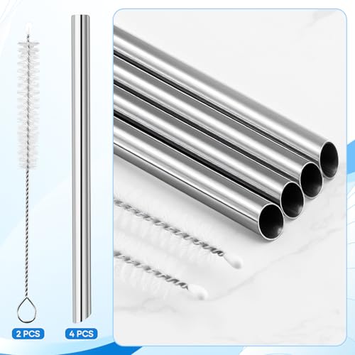YINORD 4-Pack Stainless Steel Straws for Simple Modern Kids 14oz Water Bottle