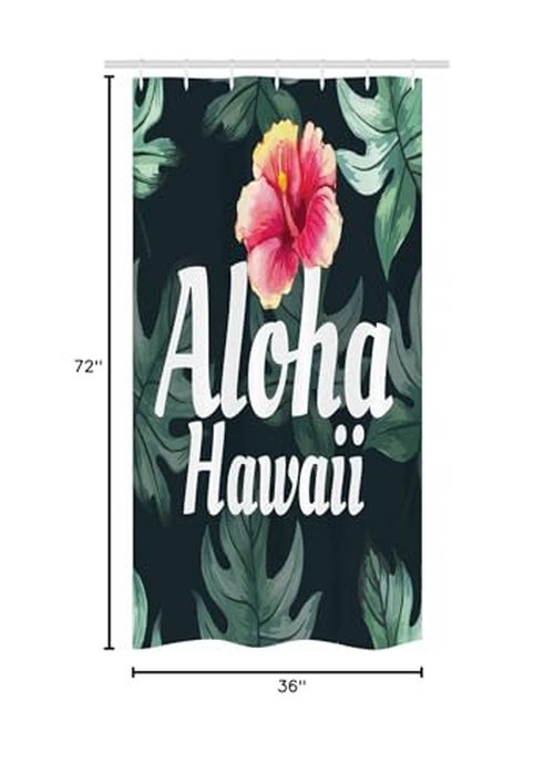 Ambesonne Hawaiian Stall Shower Curtain, Monstera Leaf Exotic Flourish Greenery Watercolor Effect, Fabric Bathroom Decor Set with Hooks, 36" W x 72" L, Green Yellow
