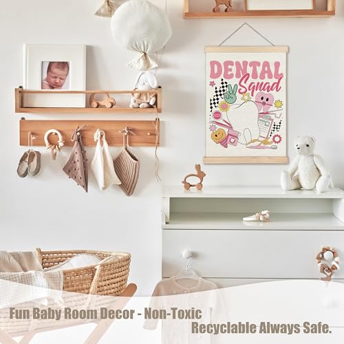 Dentist Wall Art Poster - 12x16 Inch Pink Dental Clinic Canvas Decor