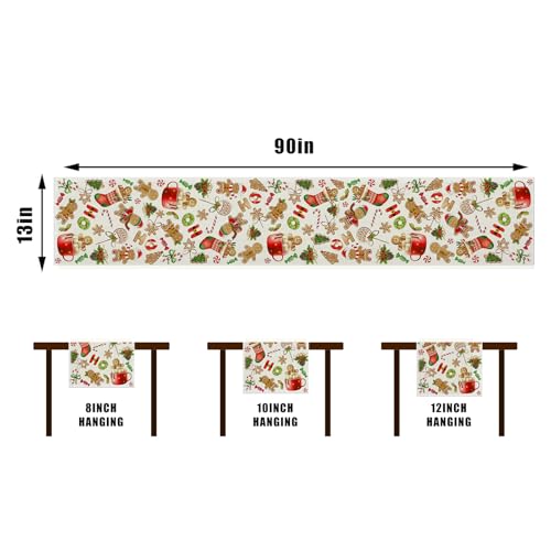 Christmas Gingerbread Table Runner 13x90 Inch Holiday Table Decor for Kitchen & Dining - Variation of Table Runner, 13" x 90"