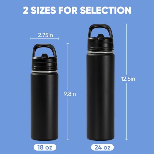 Fijinhom 18oz Insulated Stainless Steel Water Bottle with Straw