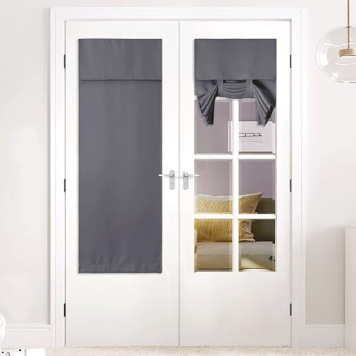 NICETOWN Grey Thermal Insulated Front Door Curtain 26x64