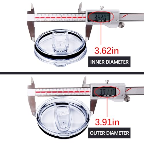2 Pack 30 oz Tumbler Replacement Lids Plastic Splash Covers tops for 30 oz coffee cup lids Clear Cup Covers for Inner diameter 3.62 to 3.66 Inch Mouth Tumbler Cooler