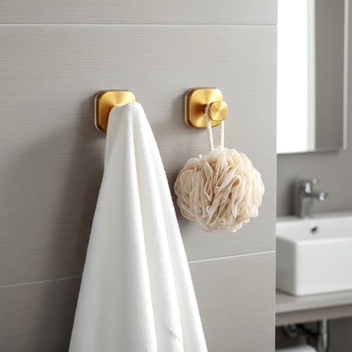 15lbs Suction Hooks - 6 Pack No Drill Stainless Steel Bathroom Hooks