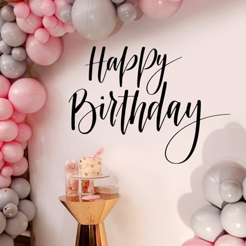 Happy Birthday Wall Decal Sticker for Balloon Arch Backdrop, Black