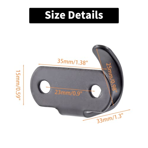 Black Stainless Steel Under-Shelf Coat Hooks - 12 Pack, Wall Mount, Durable & Rustproof