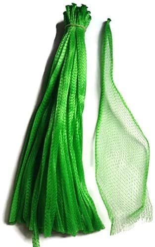 100pcs 15-inch Reusable Green Nylon Mesh Produce Bags for Grocery Storage