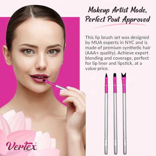 Vertex Multi-Purpose Lip Brush Set V-Shape Stencil Applicator 3Pcs