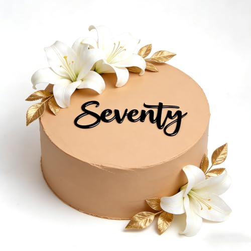 Elegant Black Acrylic 70th Birthday Cake Topper - Seventy Design